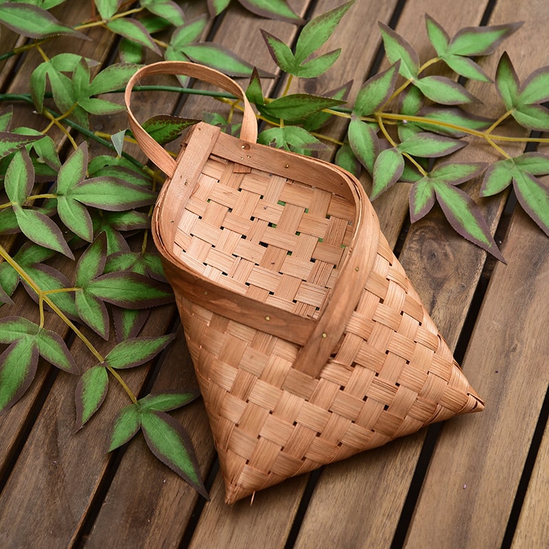 Pastoral bamboo flower basket with arched handles – another view (4)