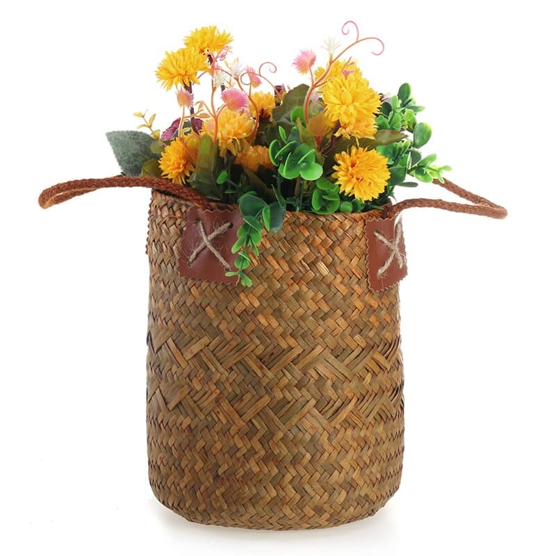 Natural color handwoven rattan storage basket
