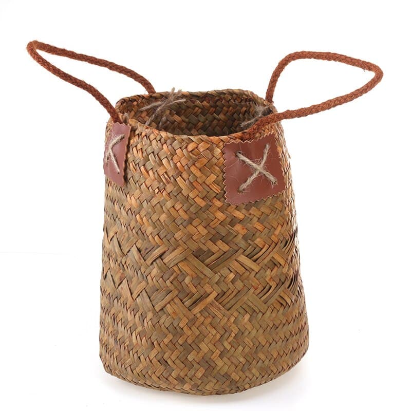Natural color handwoven rattan storage basket – another view (2)