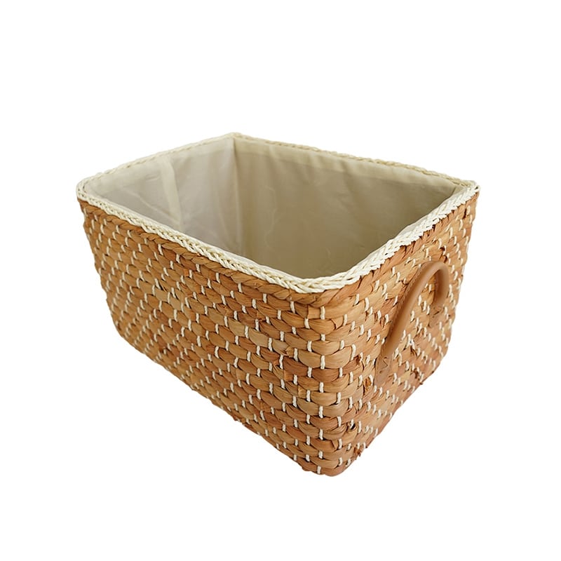 Handwoven wicker storage basket with two handles – brown variant