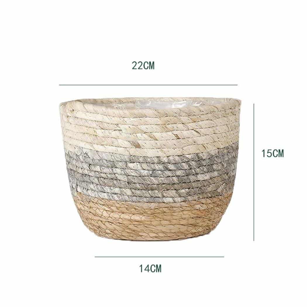 Woven rattan storage basket with integrated handles – dimensions diagram (2)