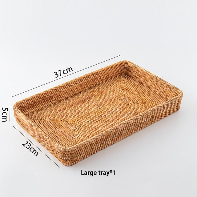 Rectangular handwoven rattan storage basket – dimensions diagram (2)