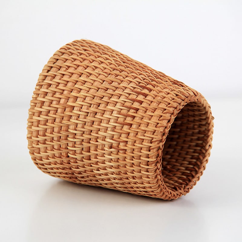 Golden woven rattan household basket – another view