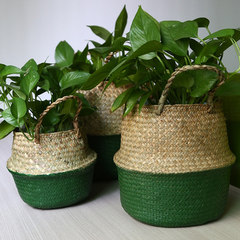 Nordic foldable natural wicker storage basket – multiple views (2)