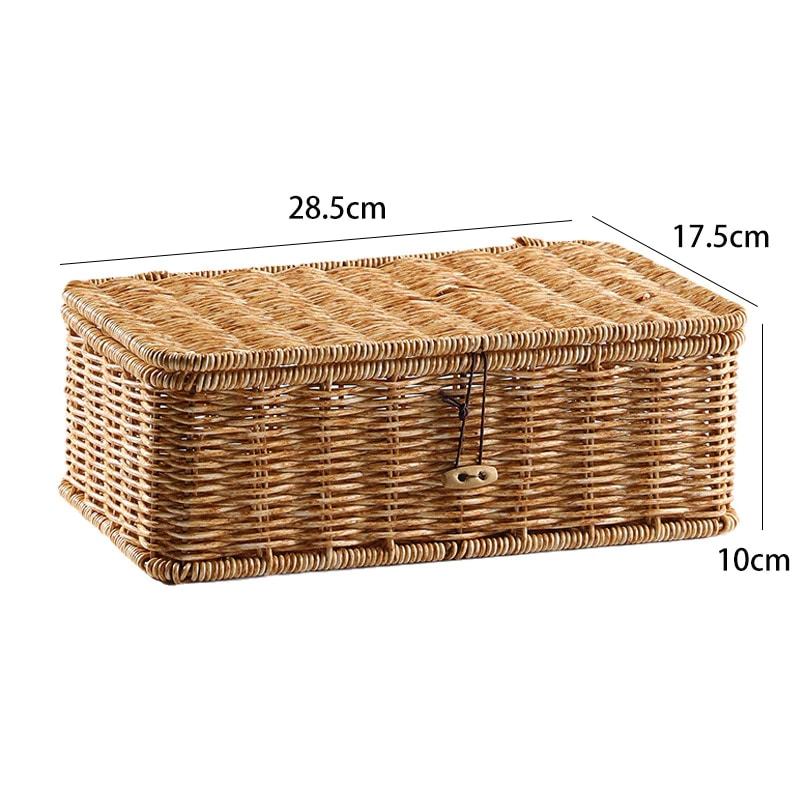 Structured woven natural-fiber storage basket – M variant, dimensions diagram