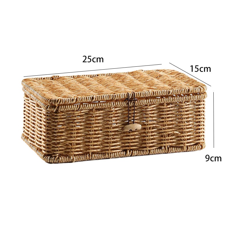 Structured woven natural-fiber storage basket – dimensions diagram
