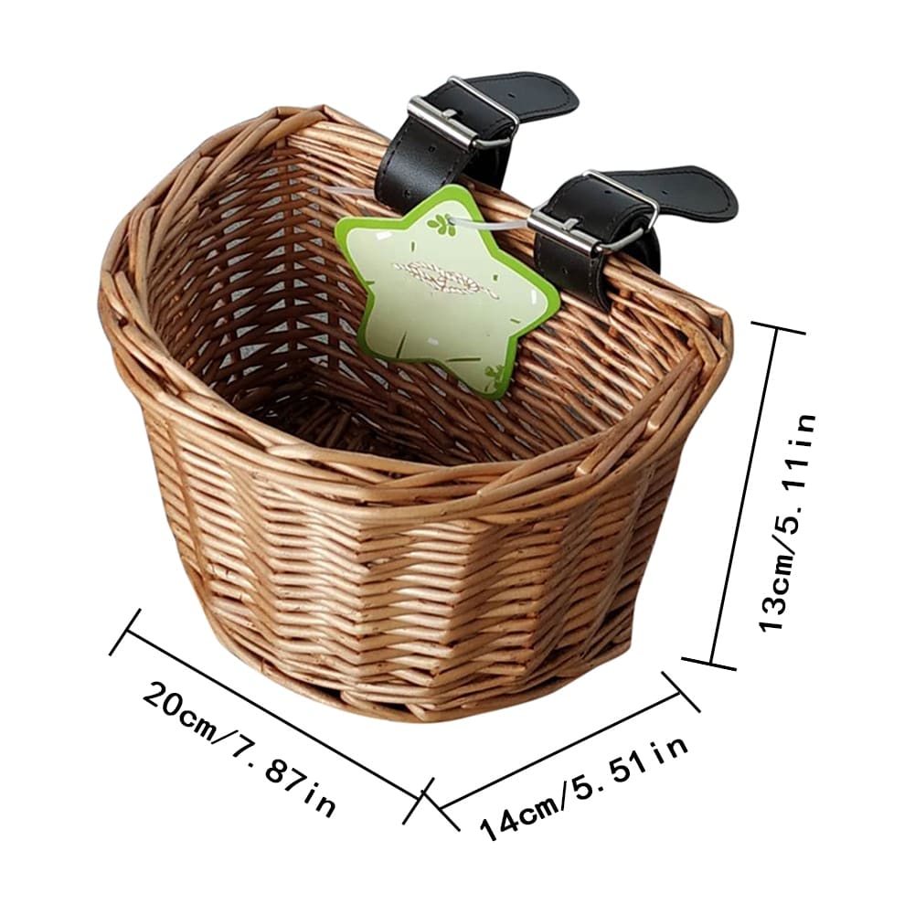 Kids rattan bike basket – dimensions diagram