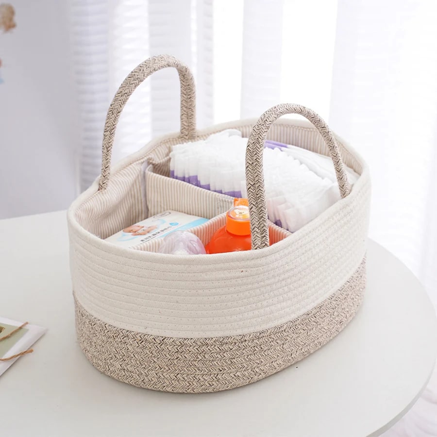 Portable lightweight wicker-look changing basket – another view (2)