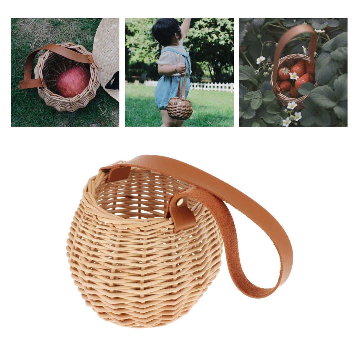 Round rattan and wicker plant basket – multiple views (2)