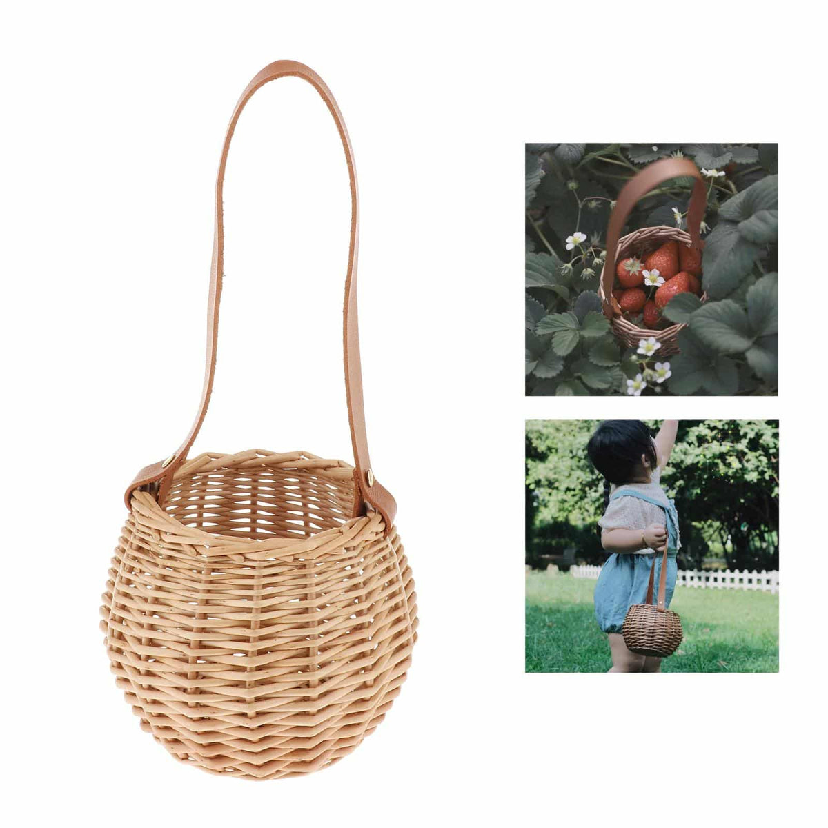 Round rattan and wicker plant basket – multiple views (4)