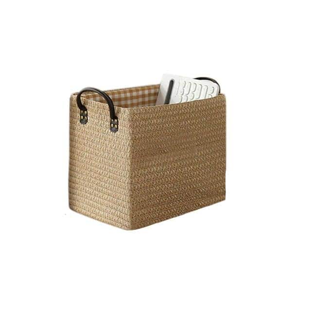 Square hand-braided rattan box basket with two handles – M variant, another view