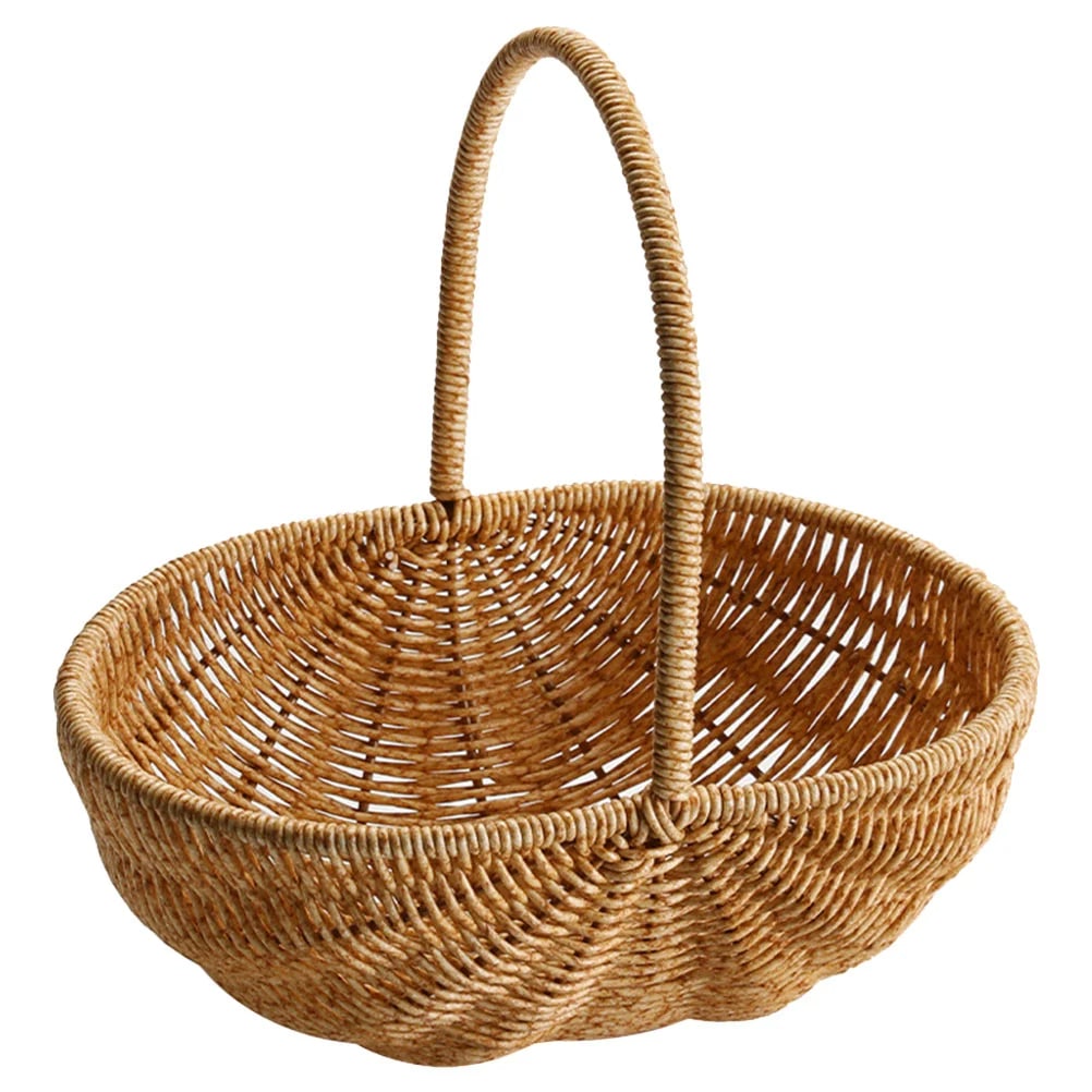 Lightweight handwoven rattan storage basket with an open silhouette