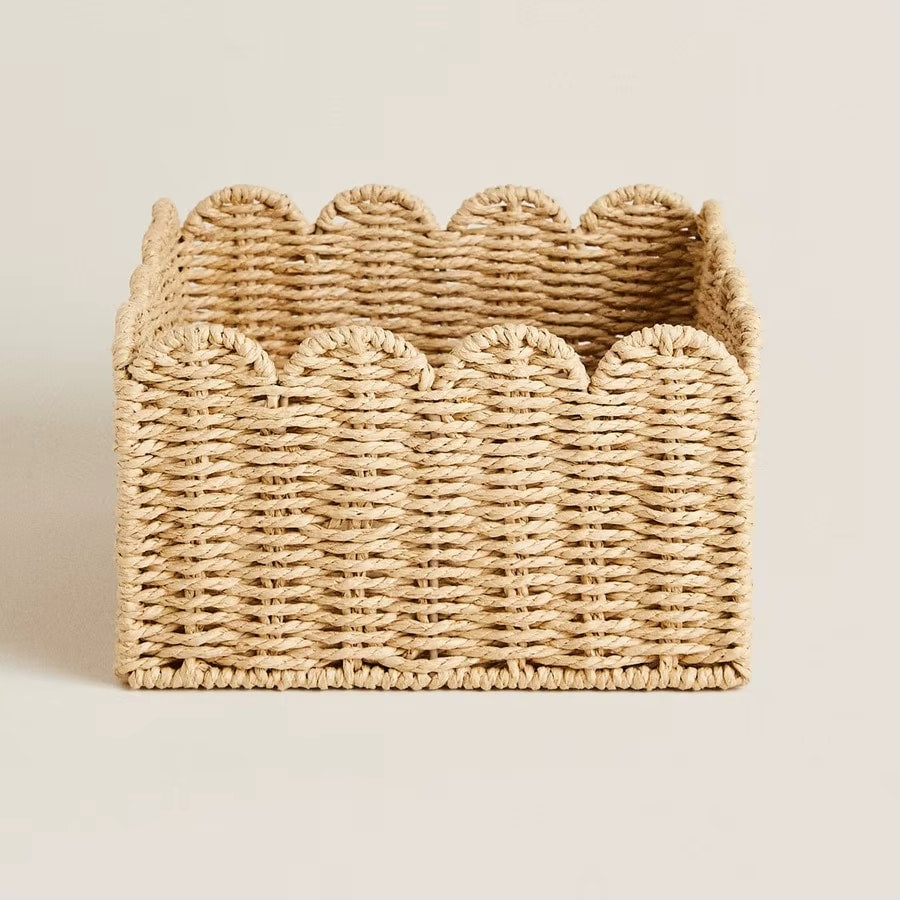 Generous woven rattan storage basket with sturdy handles