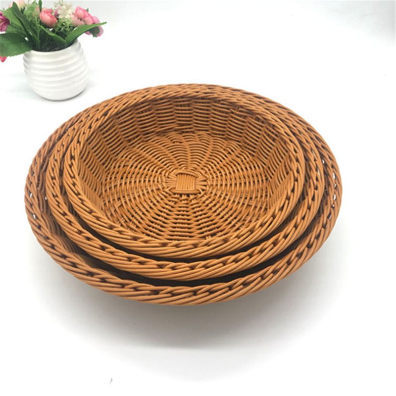 Round handwoven rattan display basket – multiple views (2)