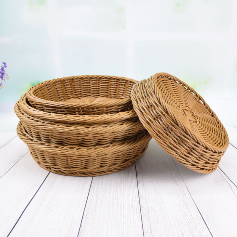 Round handwoven rattan display basket – multiple views (3)