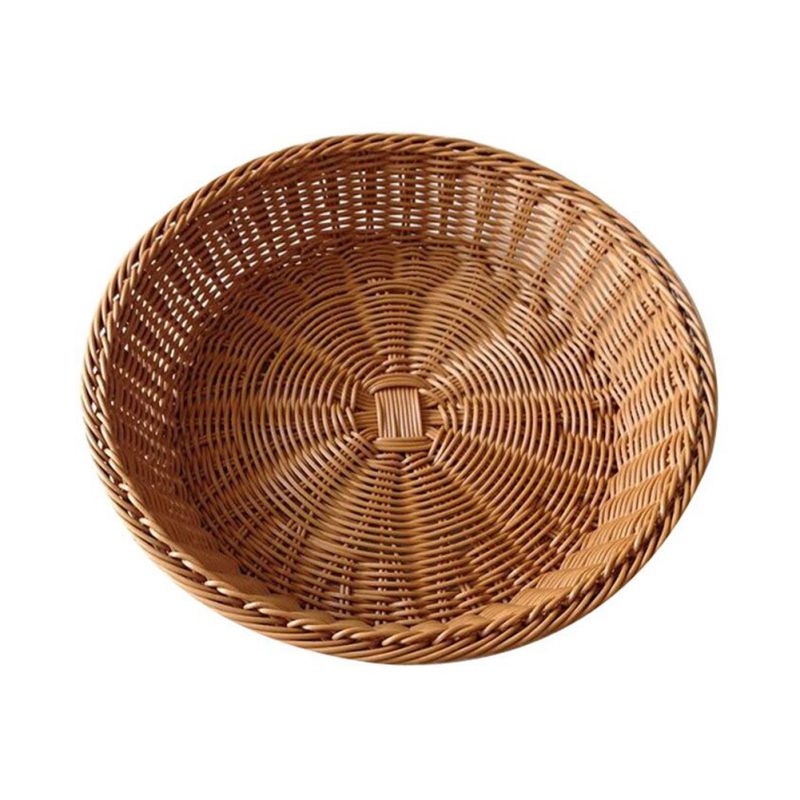 Round handwoven rattan display basket