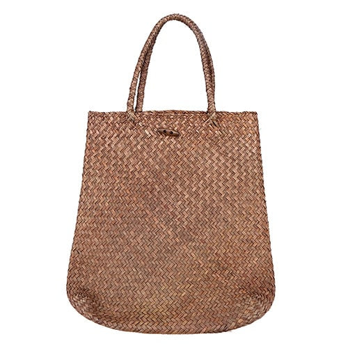 Handmade rattan shoulder basket bag with an adjustable strap – brown variant