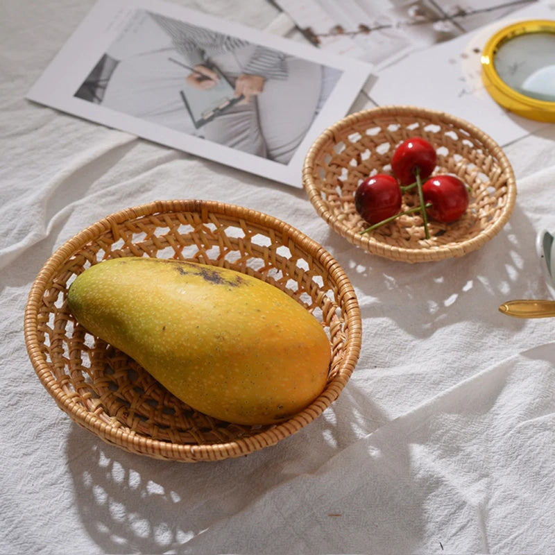 Handwoven natural rattan fruit and vegetable basket – shown in a room setting (4)