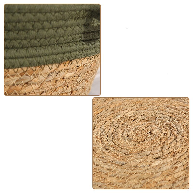 Green rattan dog bed with a plush cushion – multiple views (2)