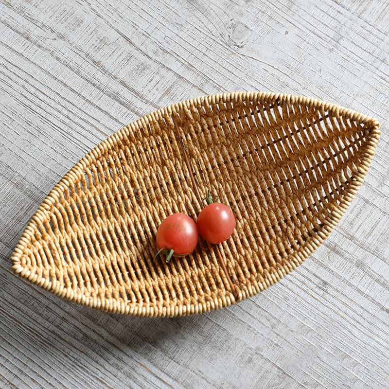 Open woven natural rattan produce basket – shown in a room setting (4)