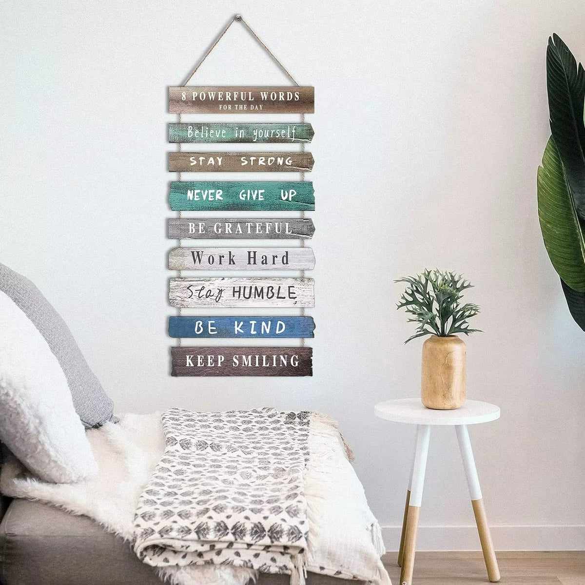 Inspirational engraved wooden wall sign