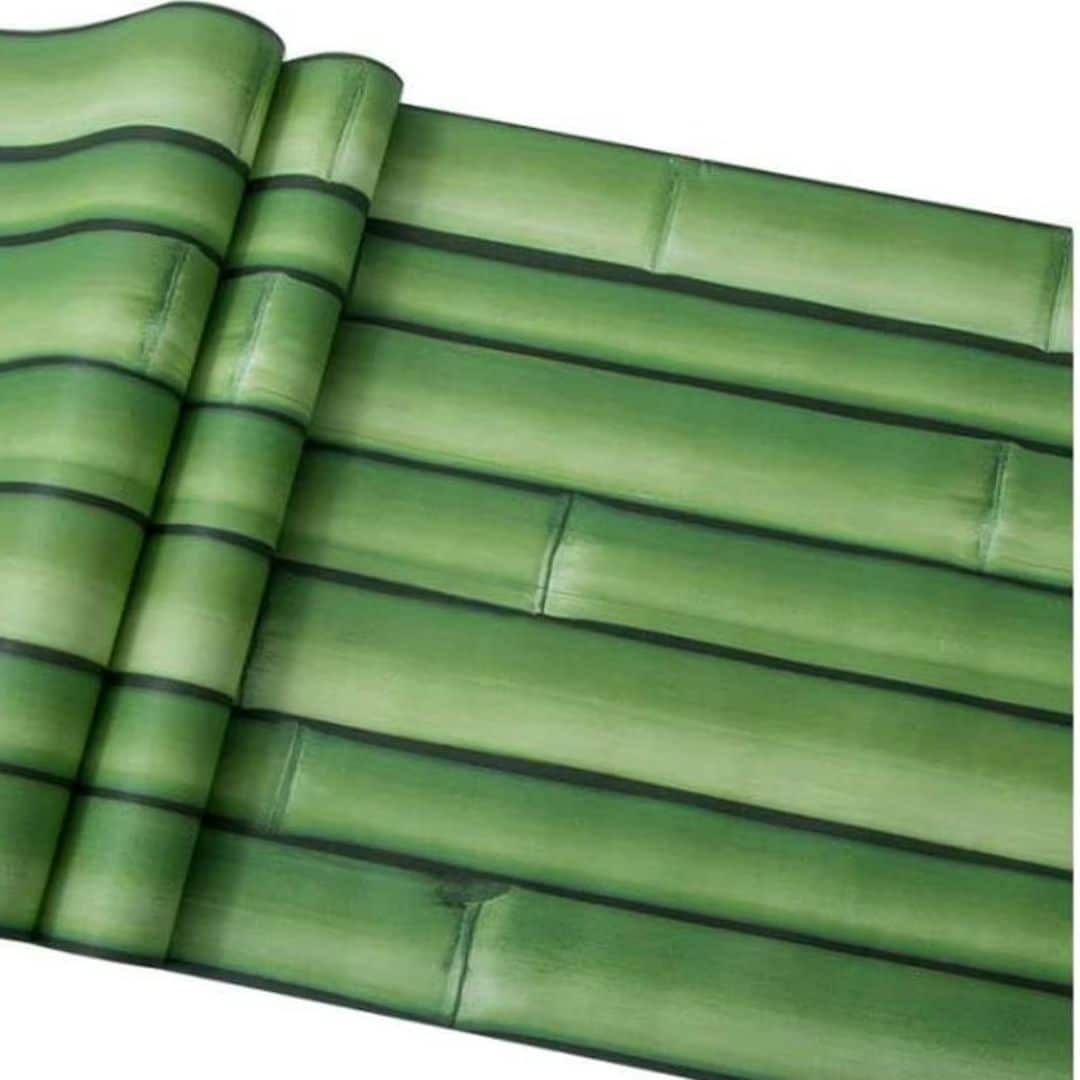 Country bamboo leaf wallpaper in soft green – close-up detail (3)