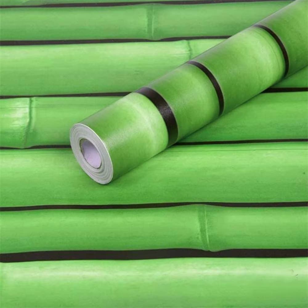 Country bamboo leaf wallpaper in soft green – close-up detail (2)