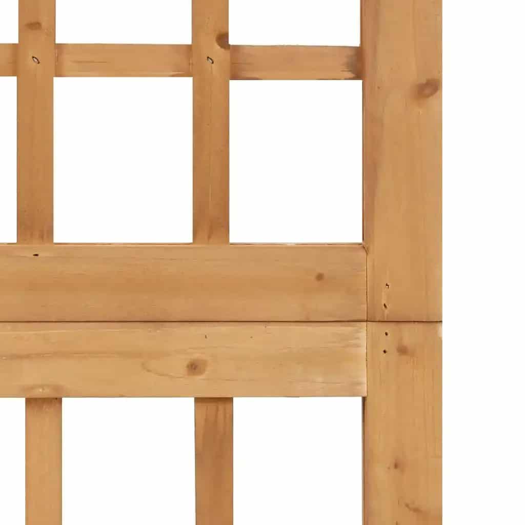 Four-panel solid pine room divider in a warm beige tone – close-up detail