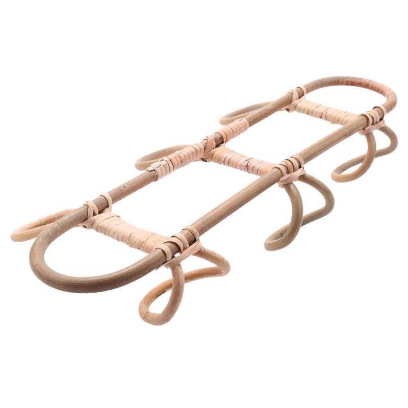 Light rattan round wall rack with three hooks – another view (2)
