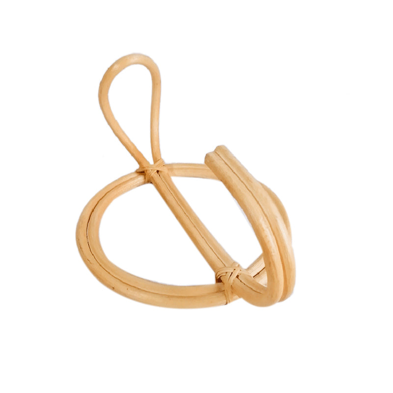 Round natural rattan wall hook with a central hook – another view