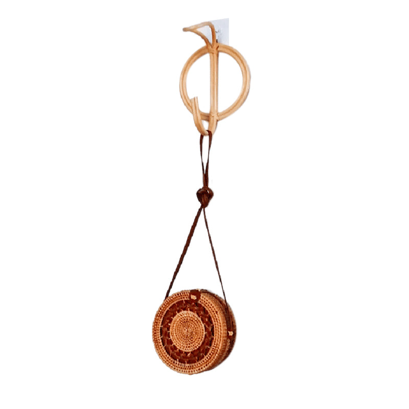 Round natural rattan wall hook with a central hook – another view (2)
