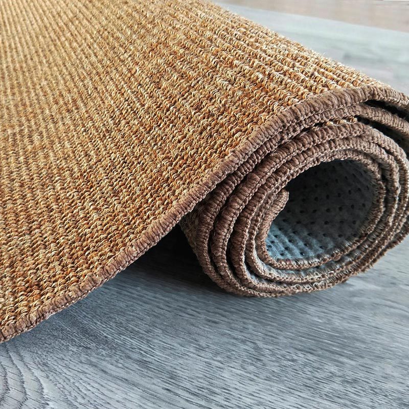 Small rectangular rattan rug with a tight weave – close-up detail
