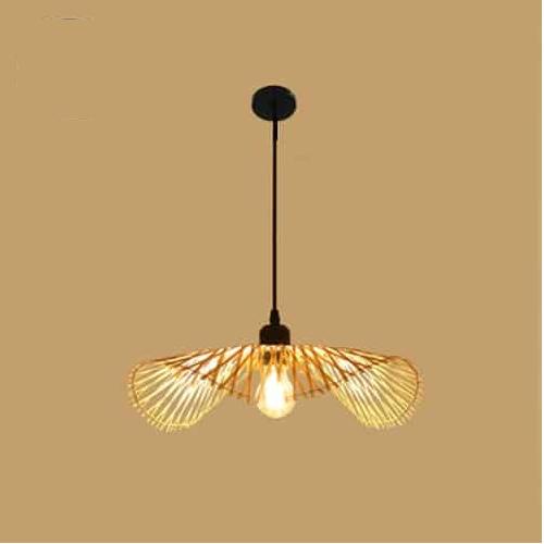 Balinese-style handwoven rattan ceiling light with a rounded silhouette
