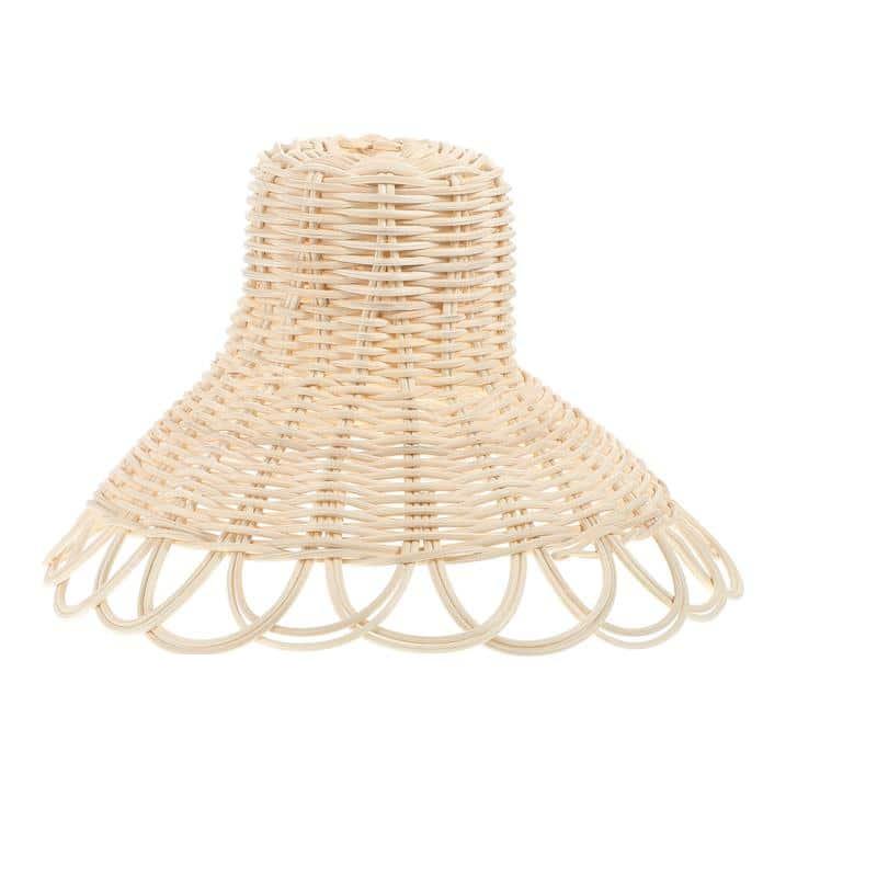 White lacquered handwoven rattan ceiling light – another view