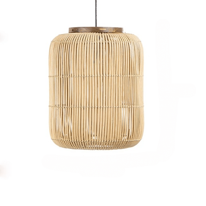 Chinese-style retro flat round rattan LED ceiling light – M variant, another view