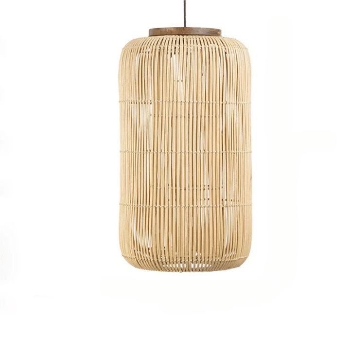 Chinese-style retro flat round rattan LED ceiling light – another view