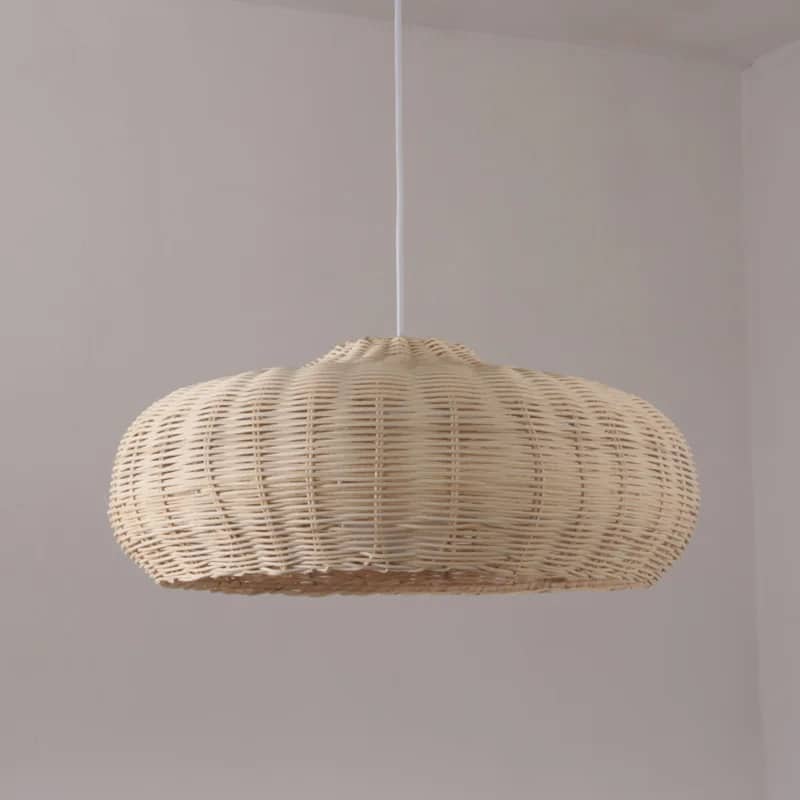 Vintage flared hand-knit rattan ceiling light