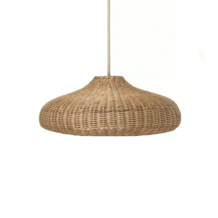 Vintage flared hand-knit rattan ceiling light – another view
