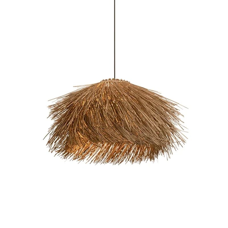 Modern round natural wicker ceiling light