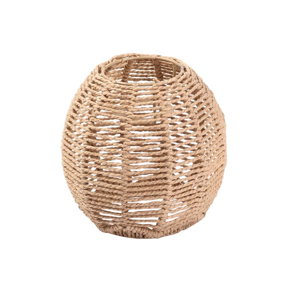 Vintage handwoven rattan hanging light – another view