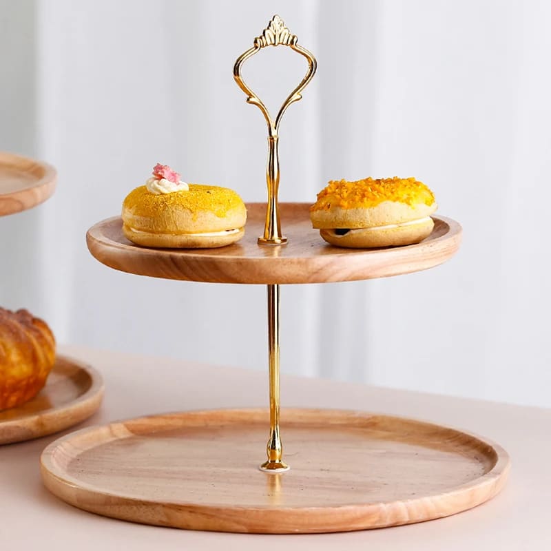Round two-tier bamboo tray – another view