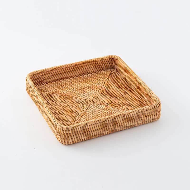 Square rattan tray with handwoven sides – M variant, another view