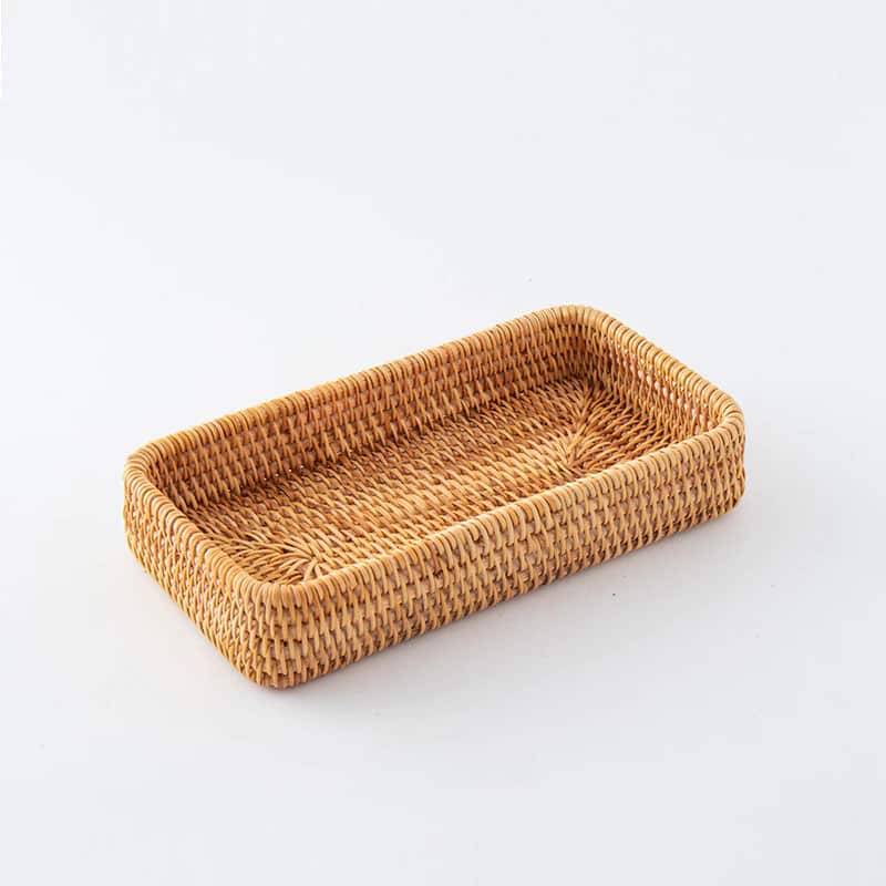 Square rattan tray with handwoven sides – another view