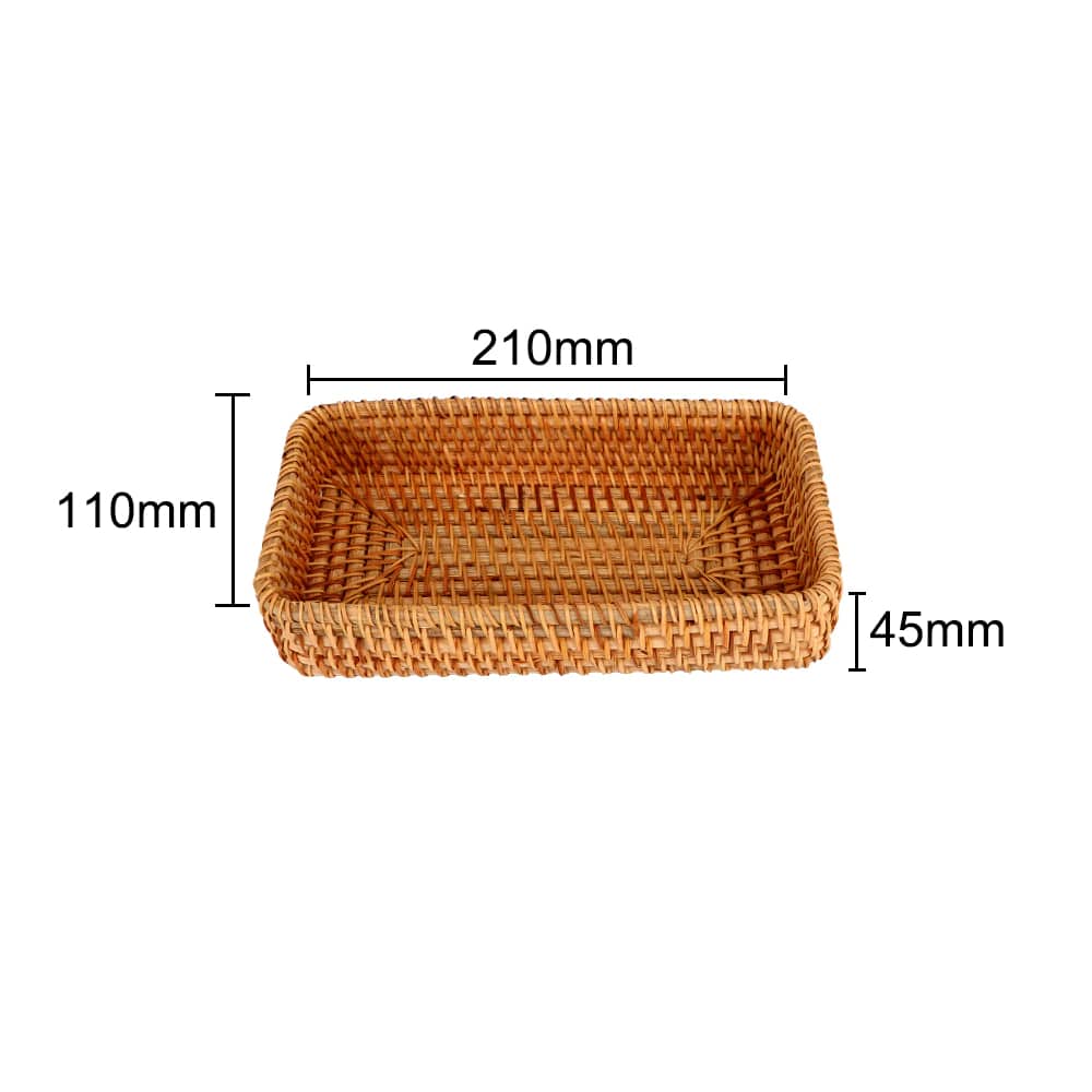 Natural rattan storage tray with a high rim – dimensions diagram (2)