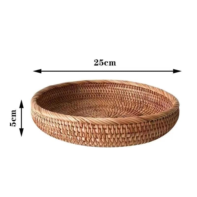 Round genuine rattan tray with natural ribs and a rounded border – dimensions diagram (2)