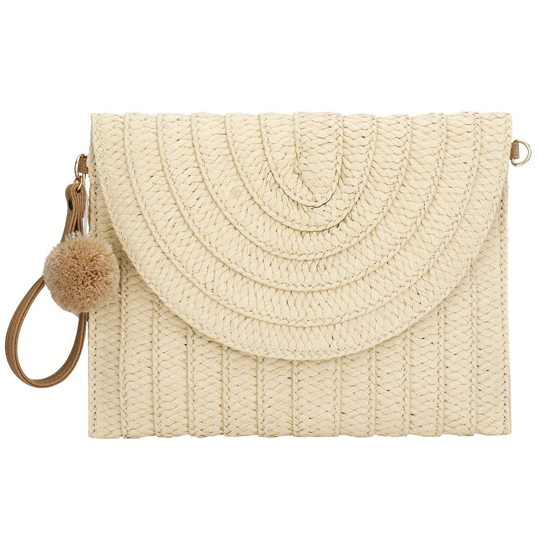Square woven clutch with a contrasting geometric pattern – white variant, another view
