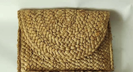 Handmade structured straw clutch – brown variant, another view
