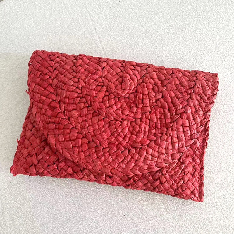 Handmade structured straw clutch – another view