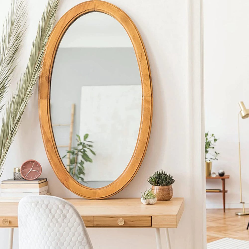 Beige cabinet pull with rattan tightly wrapped around a wood core – shown in a room setting