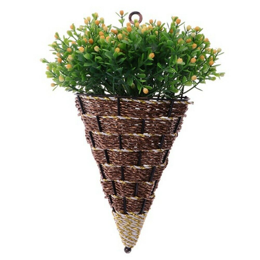 Round hand-braided natural rattan wall planter – another view (2)